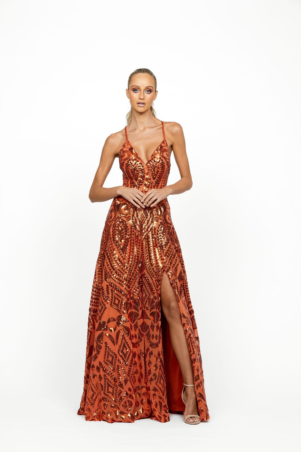 Destiny Plunge Gown Copper Goldilocks Boutique Ciss Cola